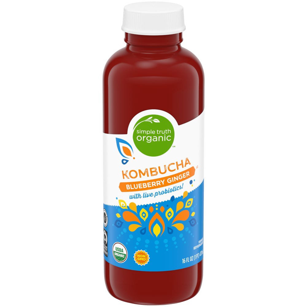 slide 2 of 5, Simple Truth Organic Blueberry Ginger Kombucha - 16 fl oz, 16 fl oz