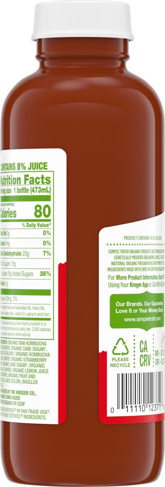 slide 3 of 4, Simple Truth Organic Strawberry Lemon Kombucha - 16 fl oz, 16 fl oz
