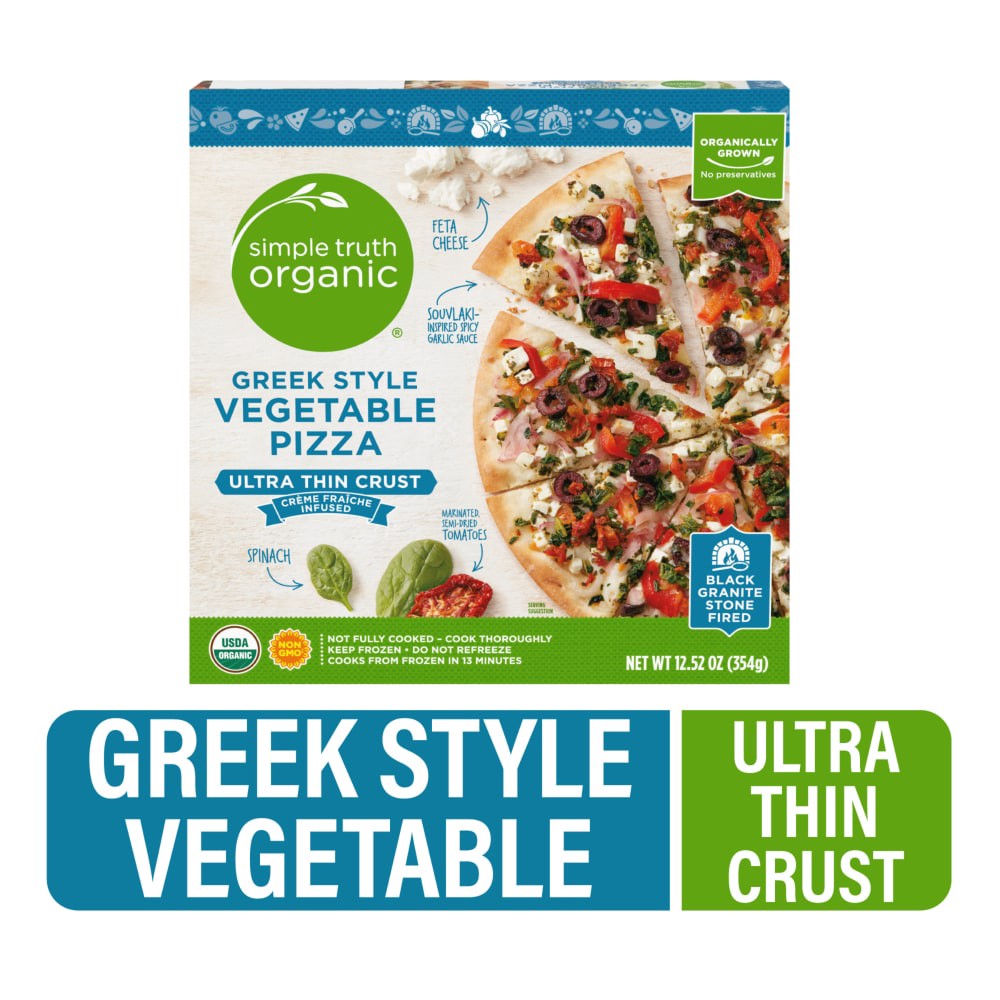 slide 2 of 4, Simple Truth Organic Greek Style Ultra-Thin Crust Vegetable Pizza, 12.52 oz