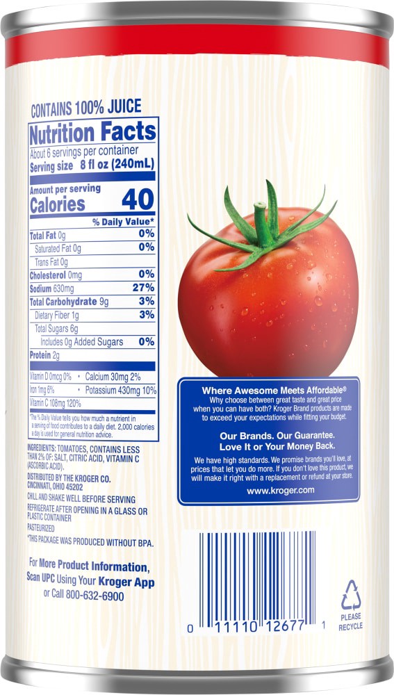 slide 2 of 2, Kroger Tomato Juice, 46 fl oz