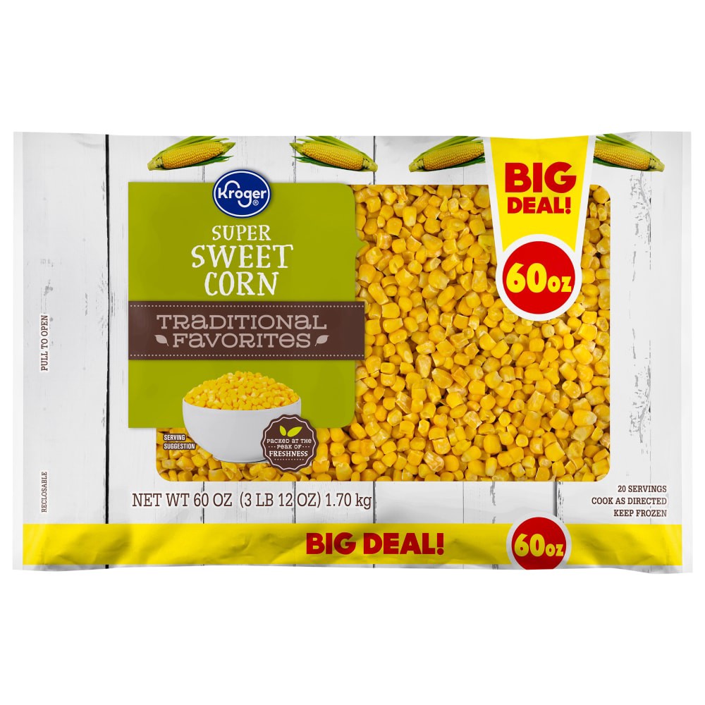 slide 1 of 2, Kroger Frozen Super Sweet Corn Big Deal!, 60 oz