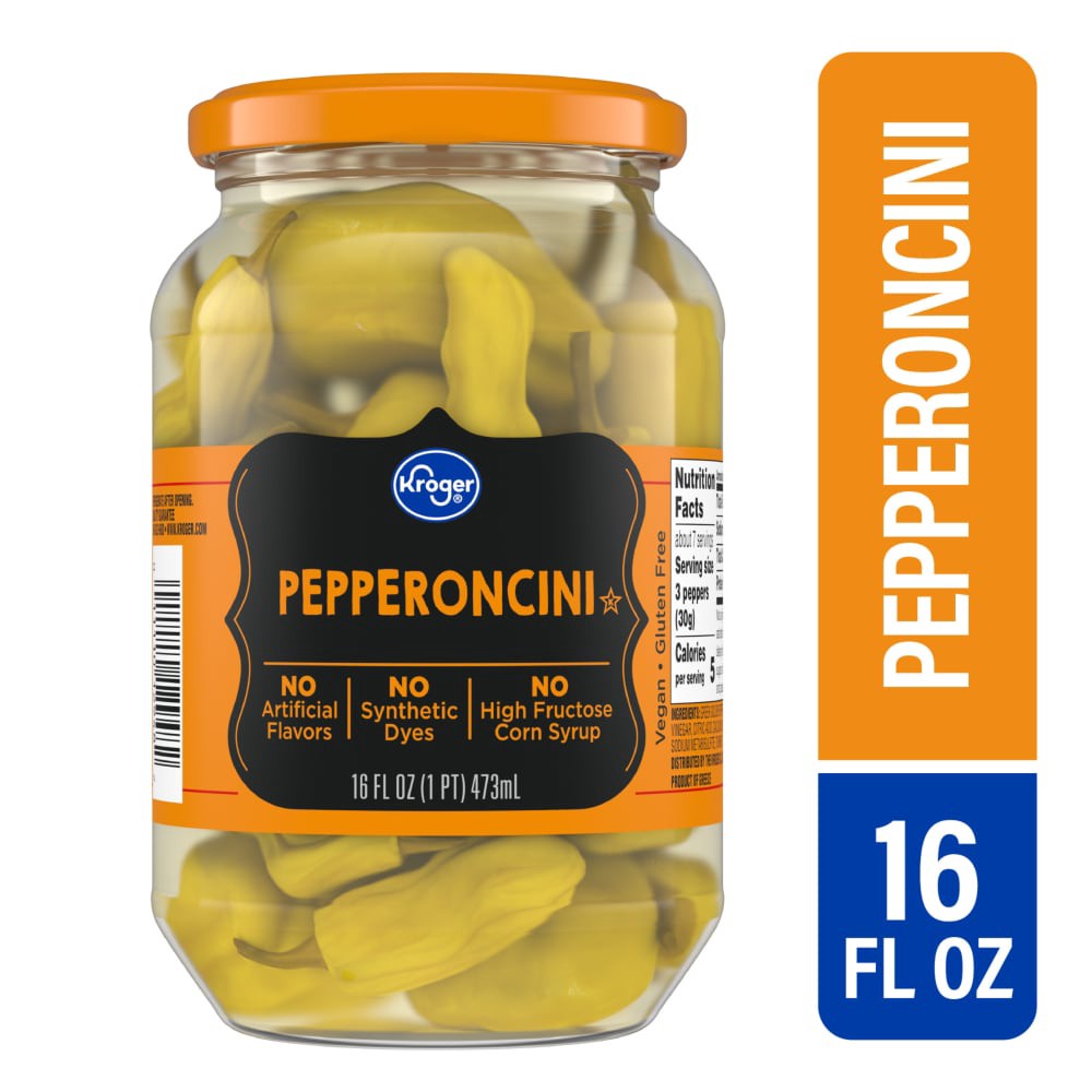 slide 2 of 2, Kroger Pepperoncini Peppers, 16 fl oz