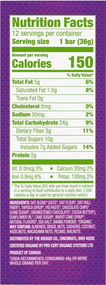 slide 2 of 2, Simple Truth Organic Chocolate Chip Baked Energy Bars, 12 ct; 1.27 oz