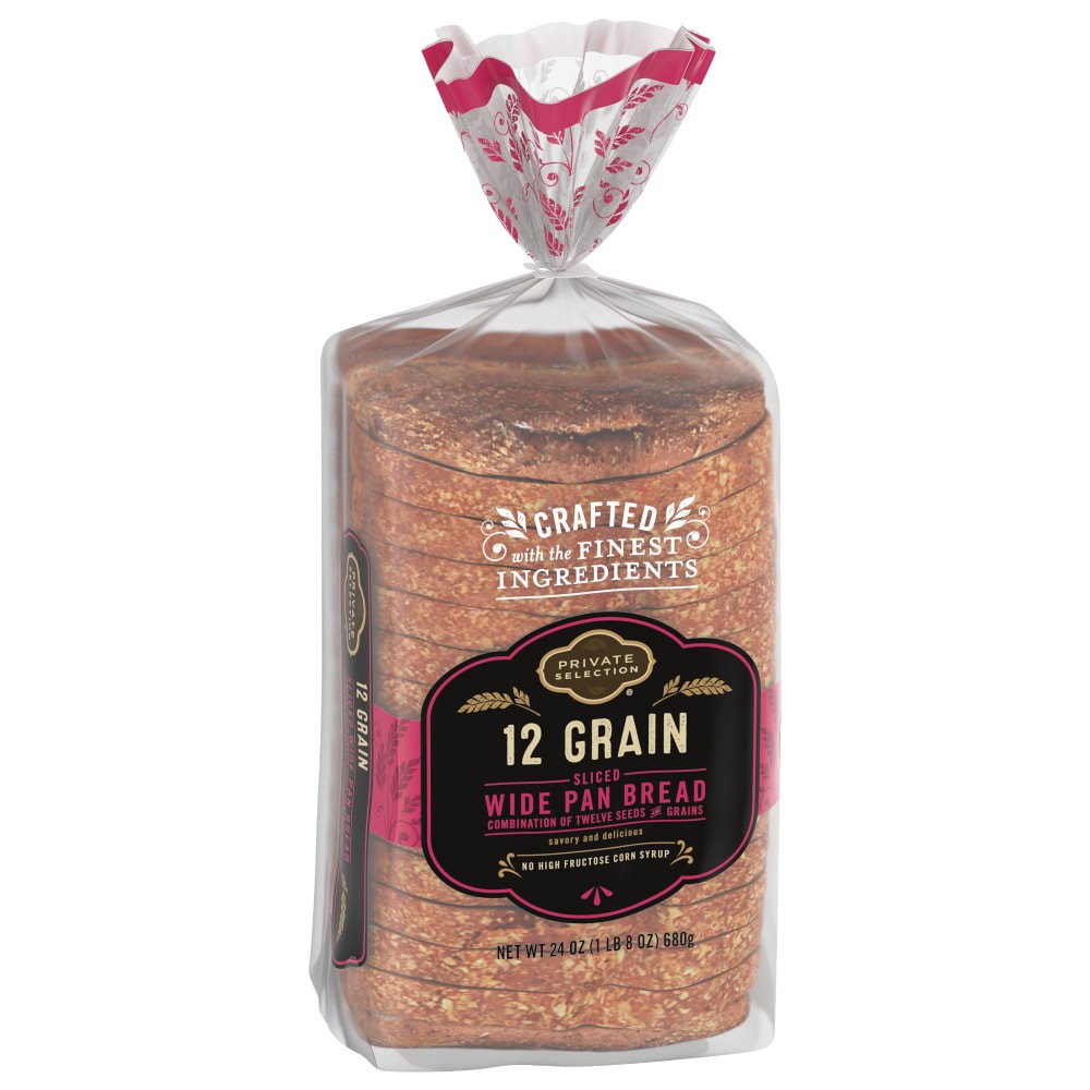 slide 5 of 6, Private Selection 12 Grain Sliced Wide Pan Bread, 24 oz