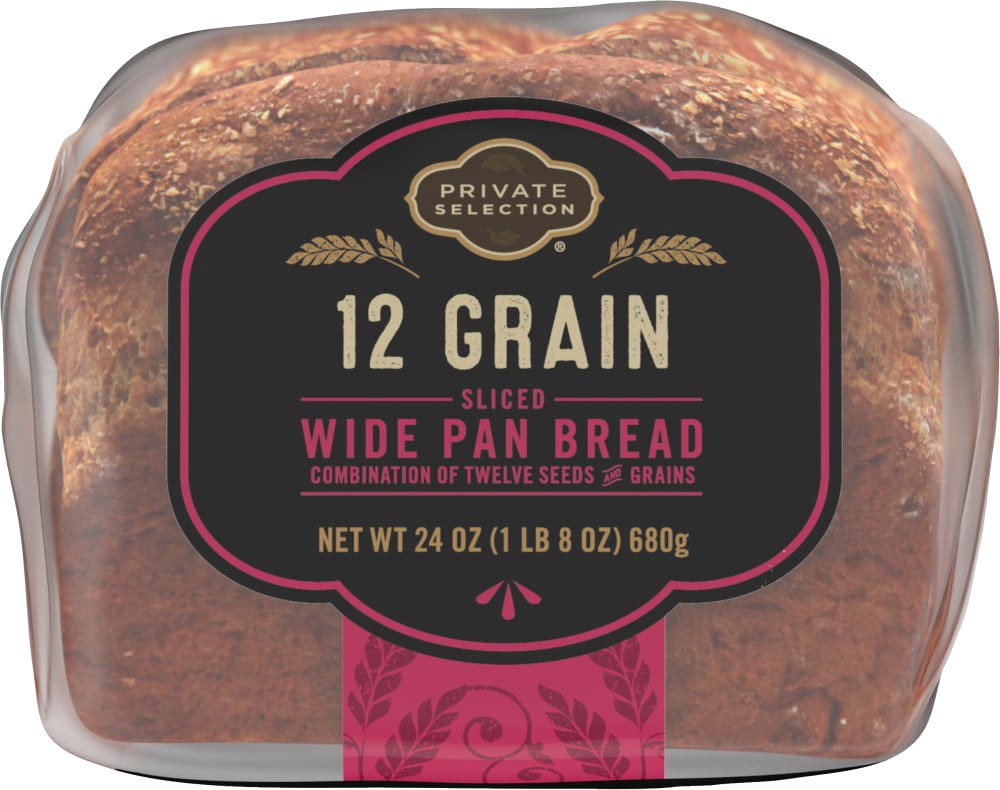 slide 4 of 6, Private Selection 12 Grain Sliced Wide Pan Bread, 24 oz