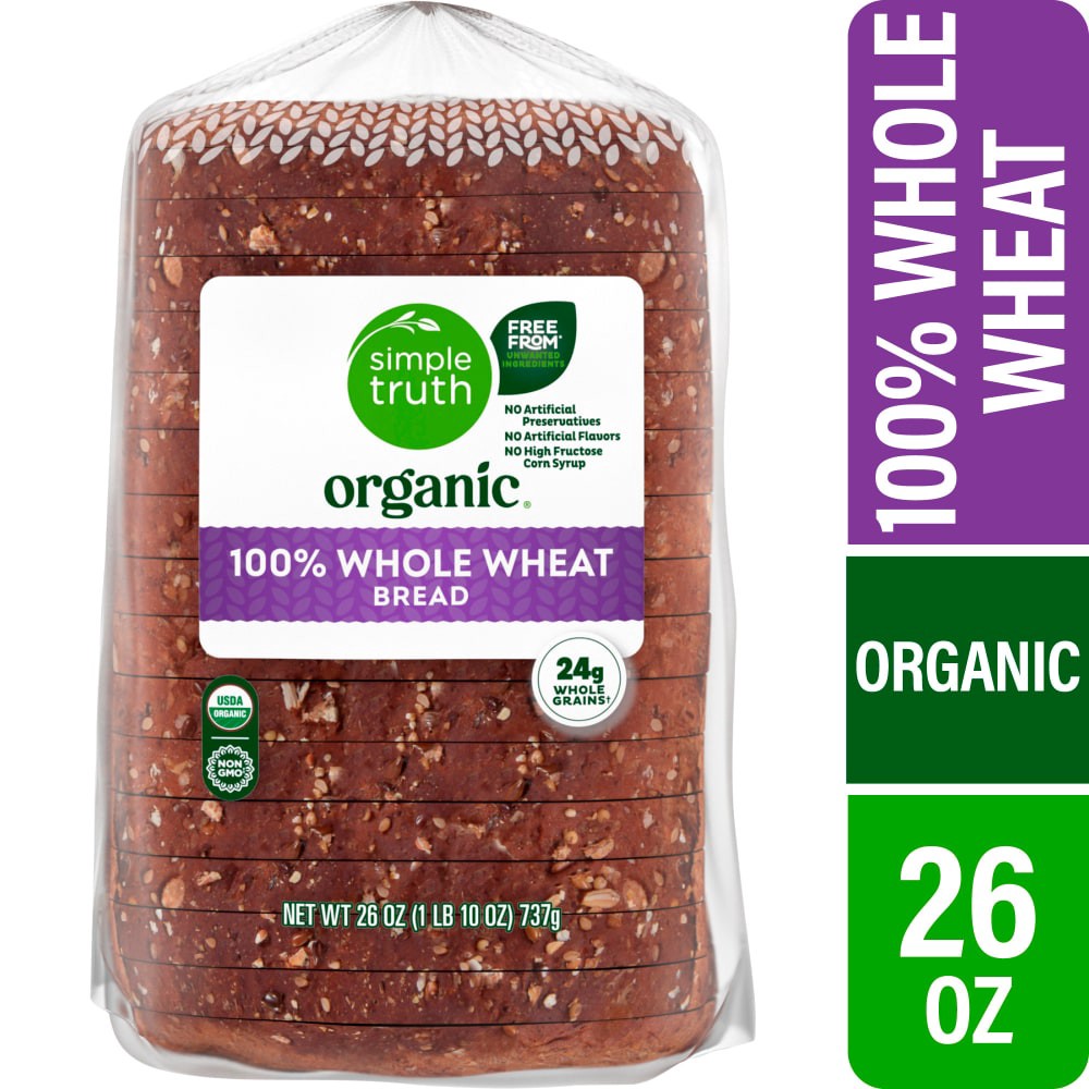 slide 5 of 6, Simple Truth Organic 100% Whole Wheat Bread, 26 oz