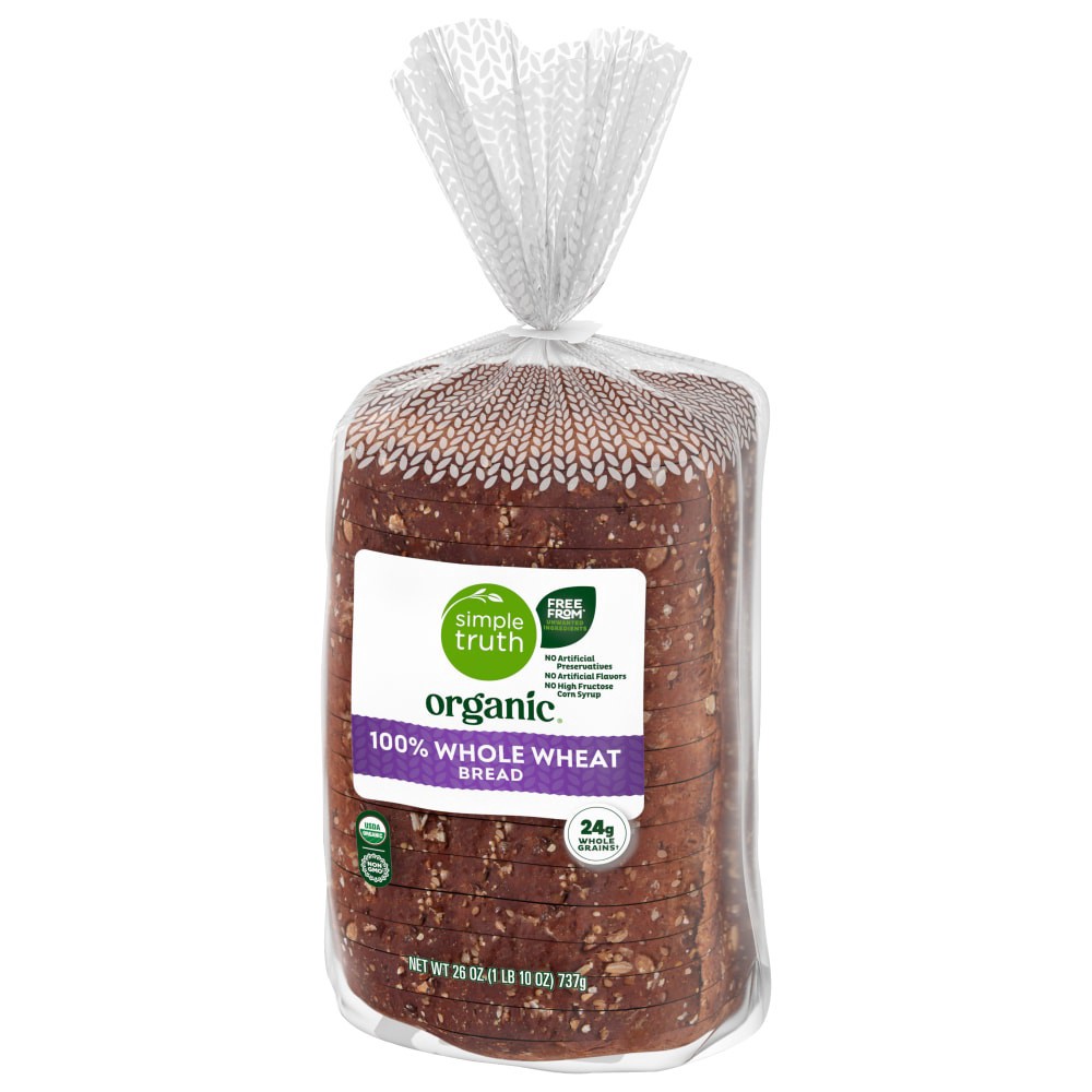 slide 5 of 6, Simple Truth Organic 100% Whole Wheat Bread, 26 oz