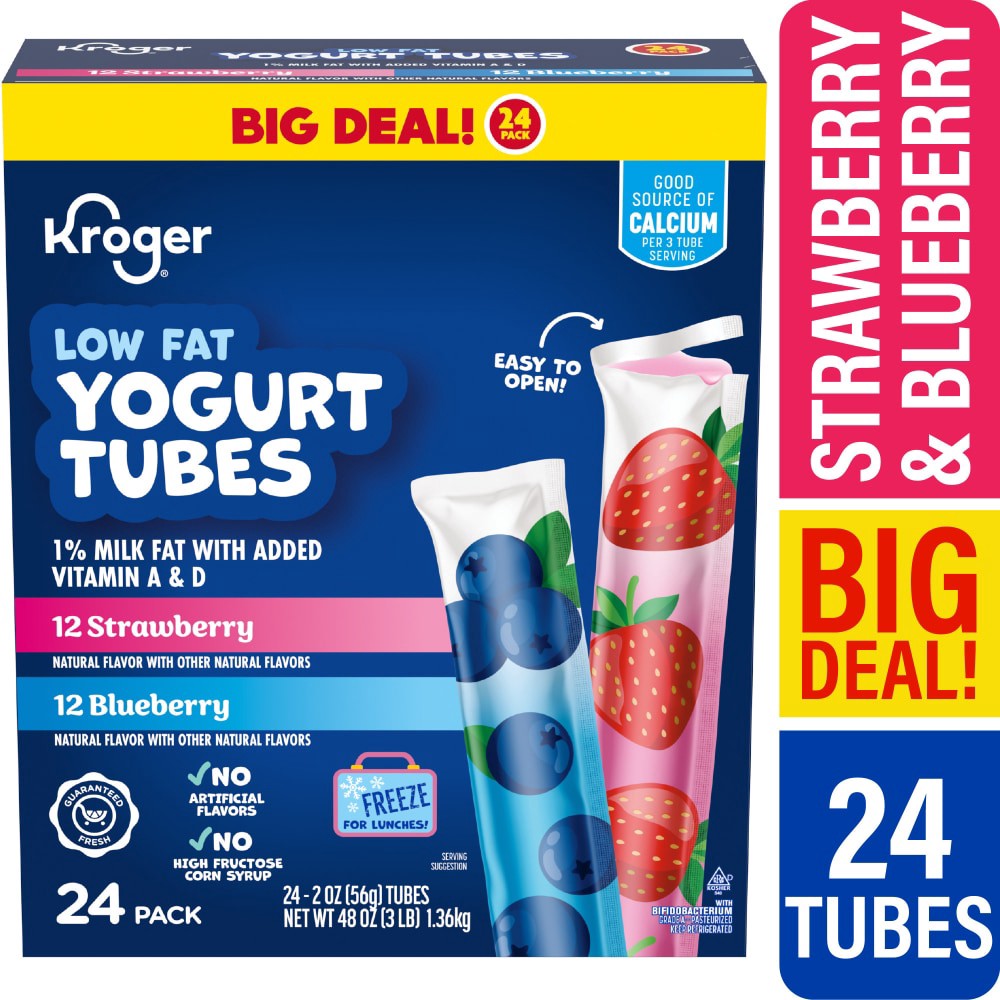 slide 3 of 5, Kroger Strawberry And Blueberry Yogurt Tubes, 48 oz