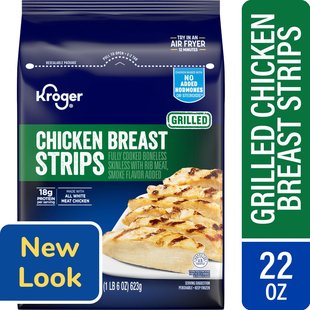 slide 6 of 6, Kroger Frozen Grilled Chicken Breast Strips, 22 oz