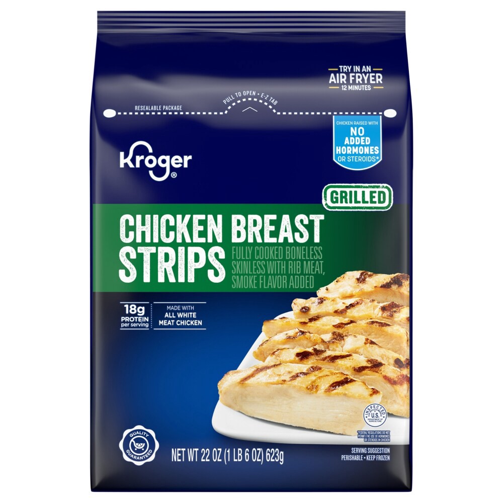 slide 2 of 6, Kroger Frozen Grilled Chicken Breast Strips, 22 oz