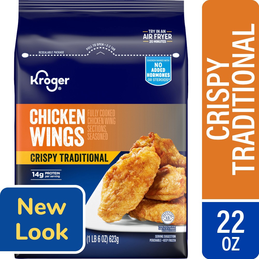 slide 4 of 6, Kroger Traditional Roasted Chicken Wings, 22 oz
