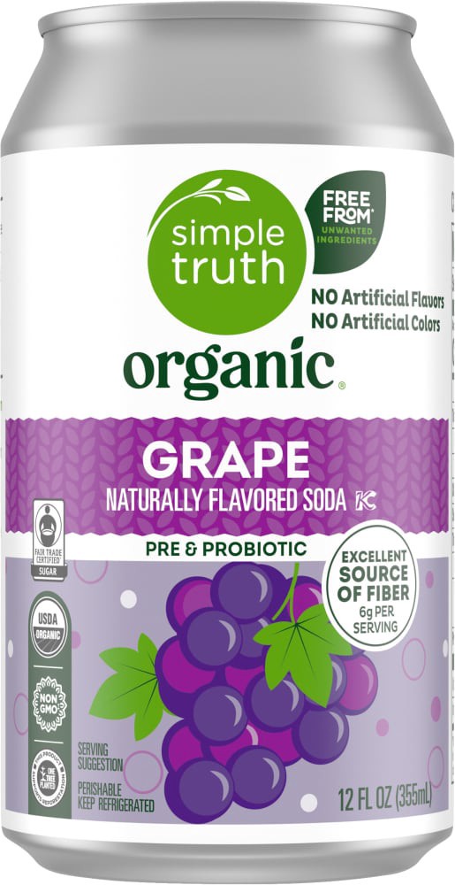 slide 2 of 4, Simple Truth Organic Grape Probiotic Soda Can, 12 fl oz