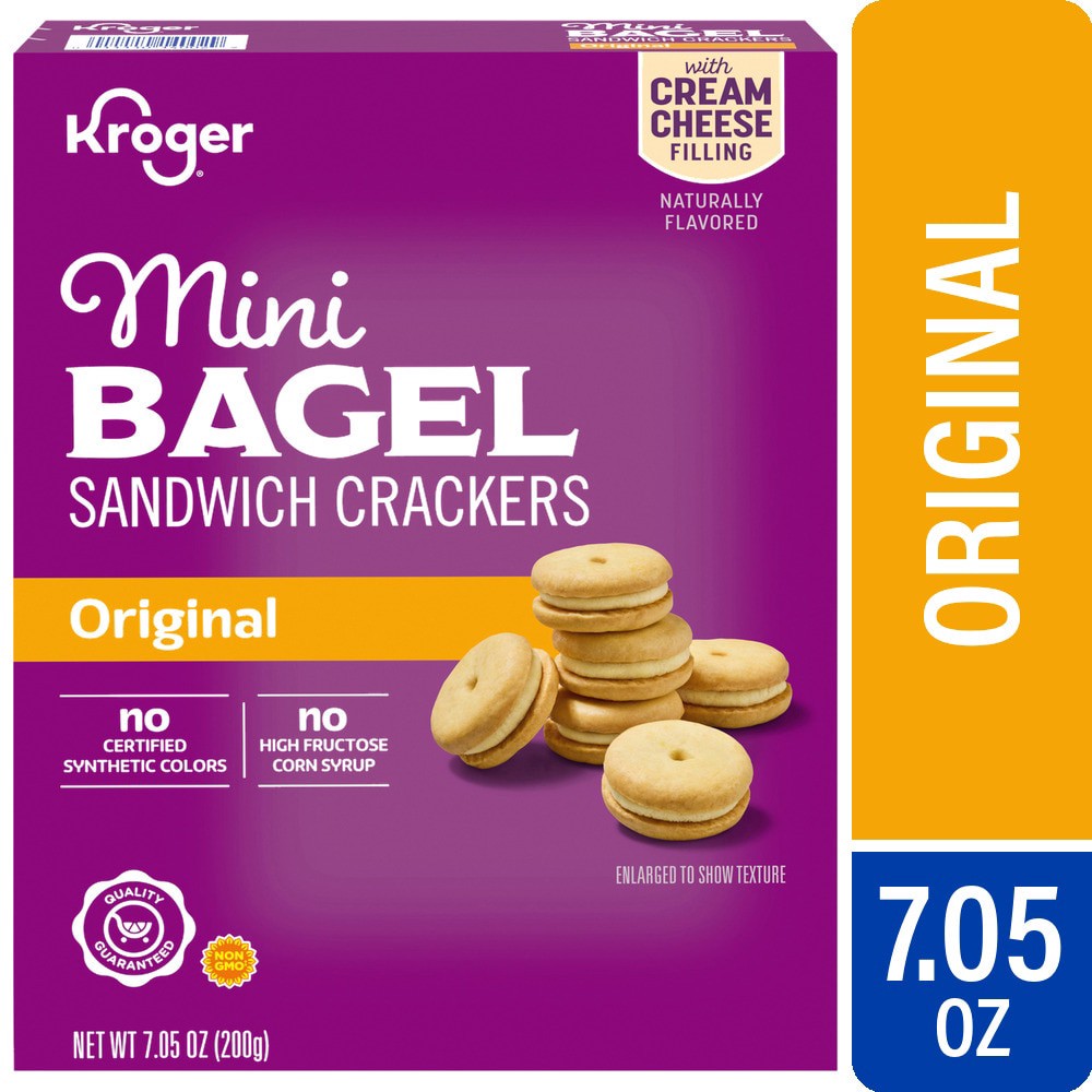 slide 2 of 5, Kroger Original Mini Bagel Sandwich Crackers, 7.05 oz