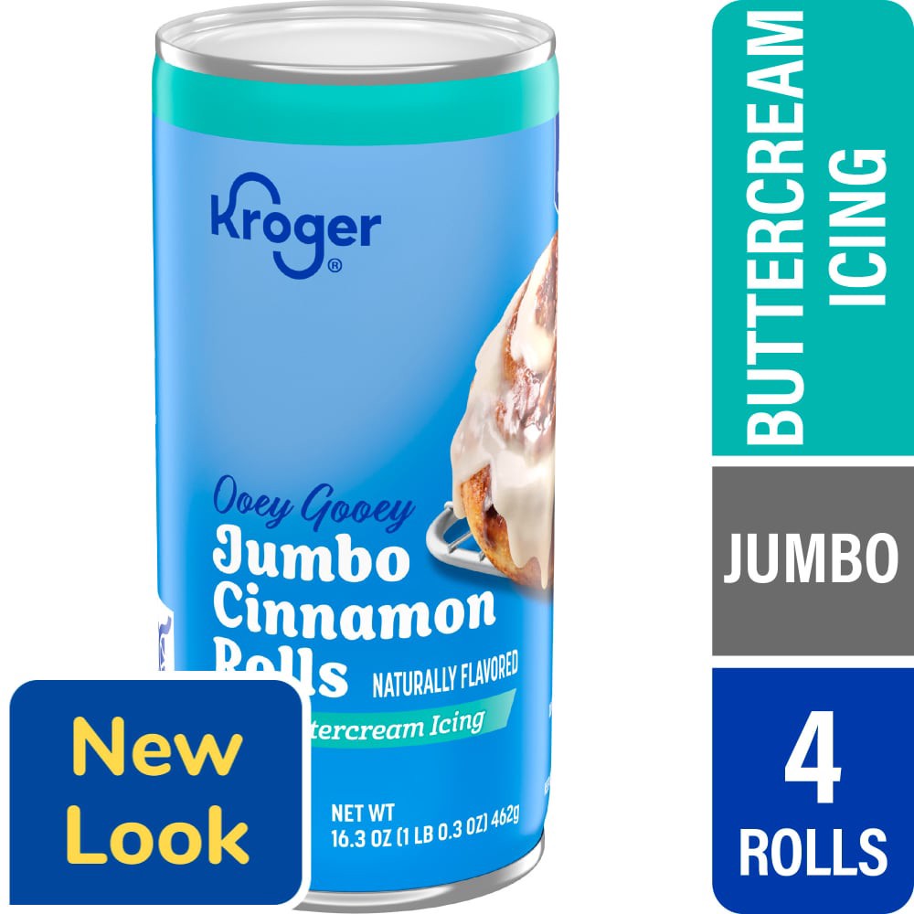 slide 2 of 2, Kroger Ready-To-Bake Jumbo Cinnamon Rolls With Buttercream Icing, 4 ct / 16.3 oz
