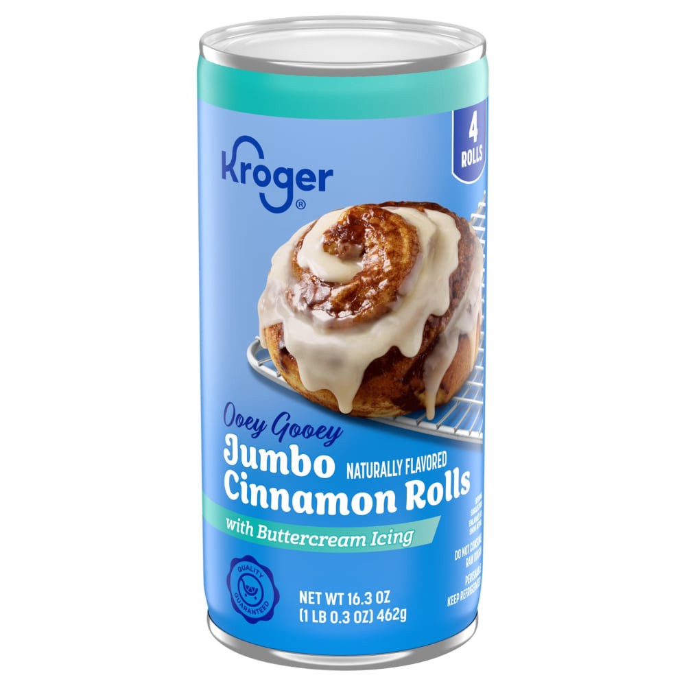 slide 2 of 2, Kroger Ready-To-Bake Jumbo Cinnamon Rolls With Buttercream Icing, 4 ct / 16.3 oz