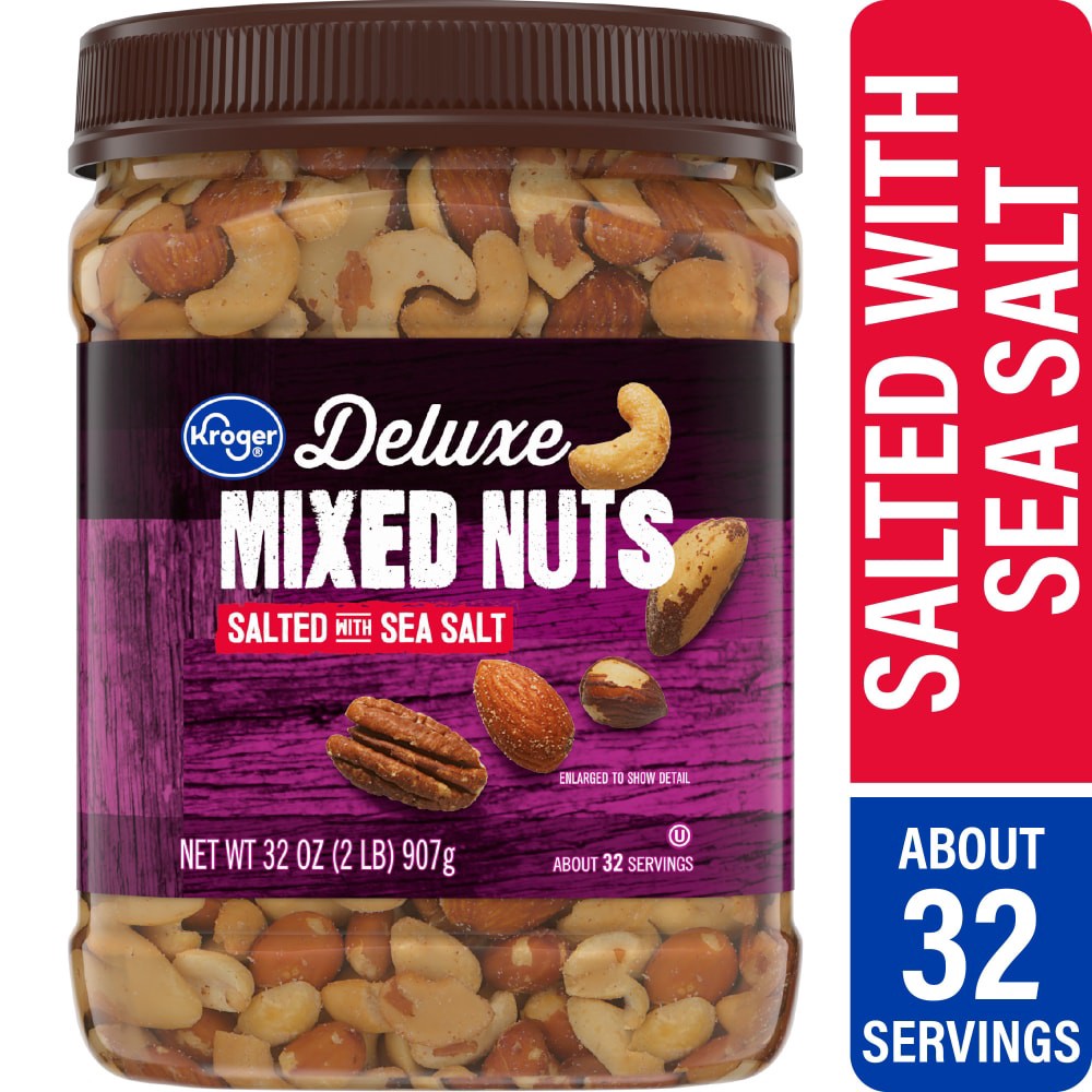 slide 2 of 4, Kroger Deluxe Mixed Nuts With Sea Salt, 32 oz