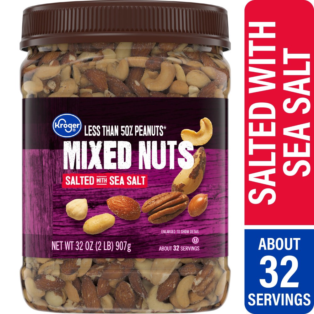 slide 4 of 4, Kroger Salted Mixed Nuts Less Than 50% Peanuts With Sea Salt - 32 oz, 32 oz