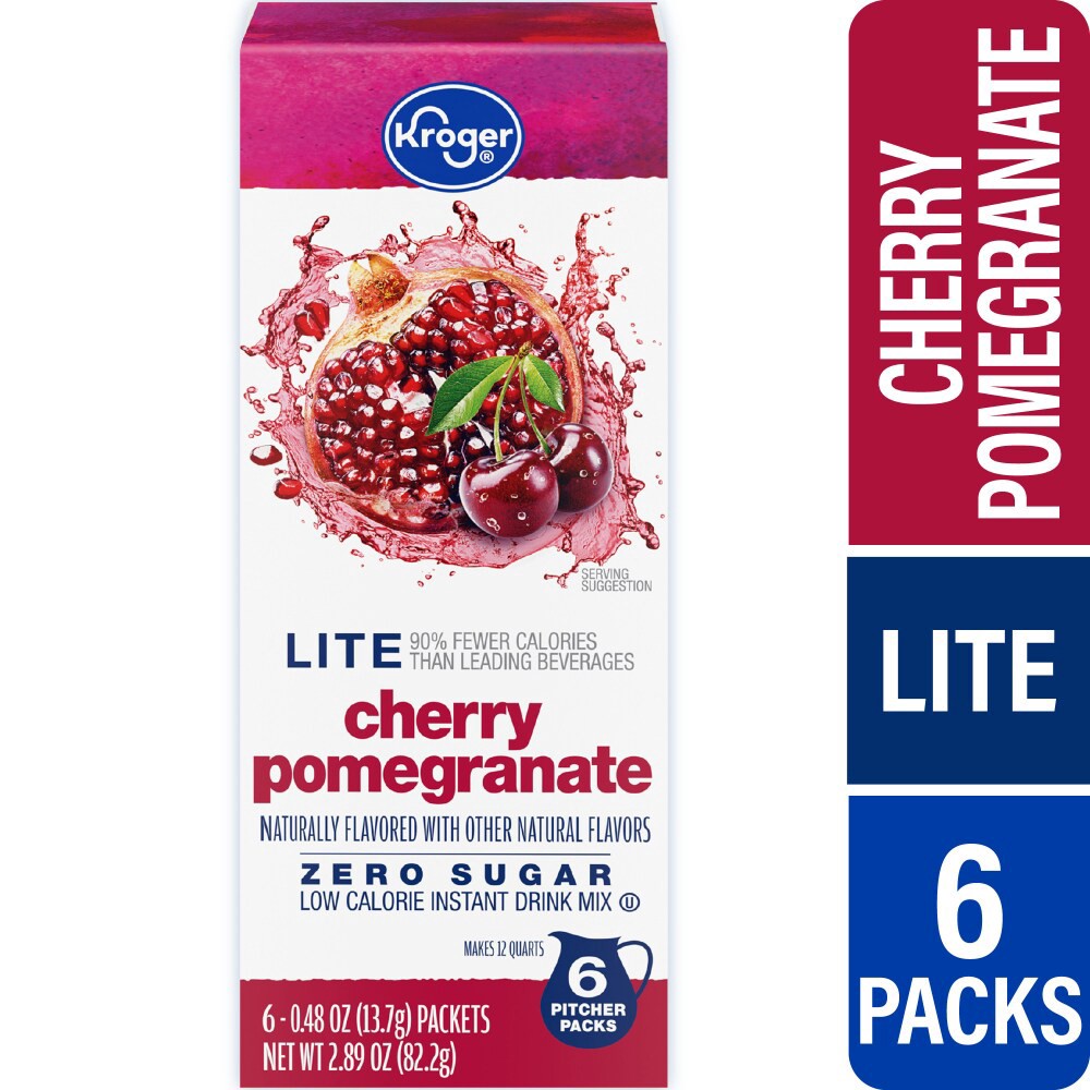 slide 4 of 6, Kroger® Lite Cherry Pomegranate Zero Sugar Pitcher Drink Mix, 6 ct; 0.48 oz