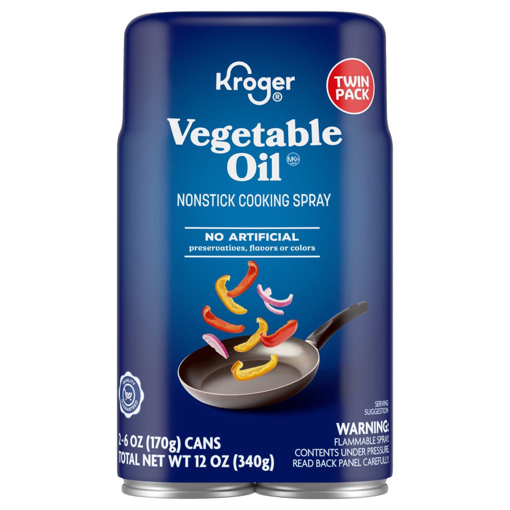 slide 2 of 4, Kroger® Vegetable Oil Cooking Spray Twin Pack, 2 ct; 6 oz
