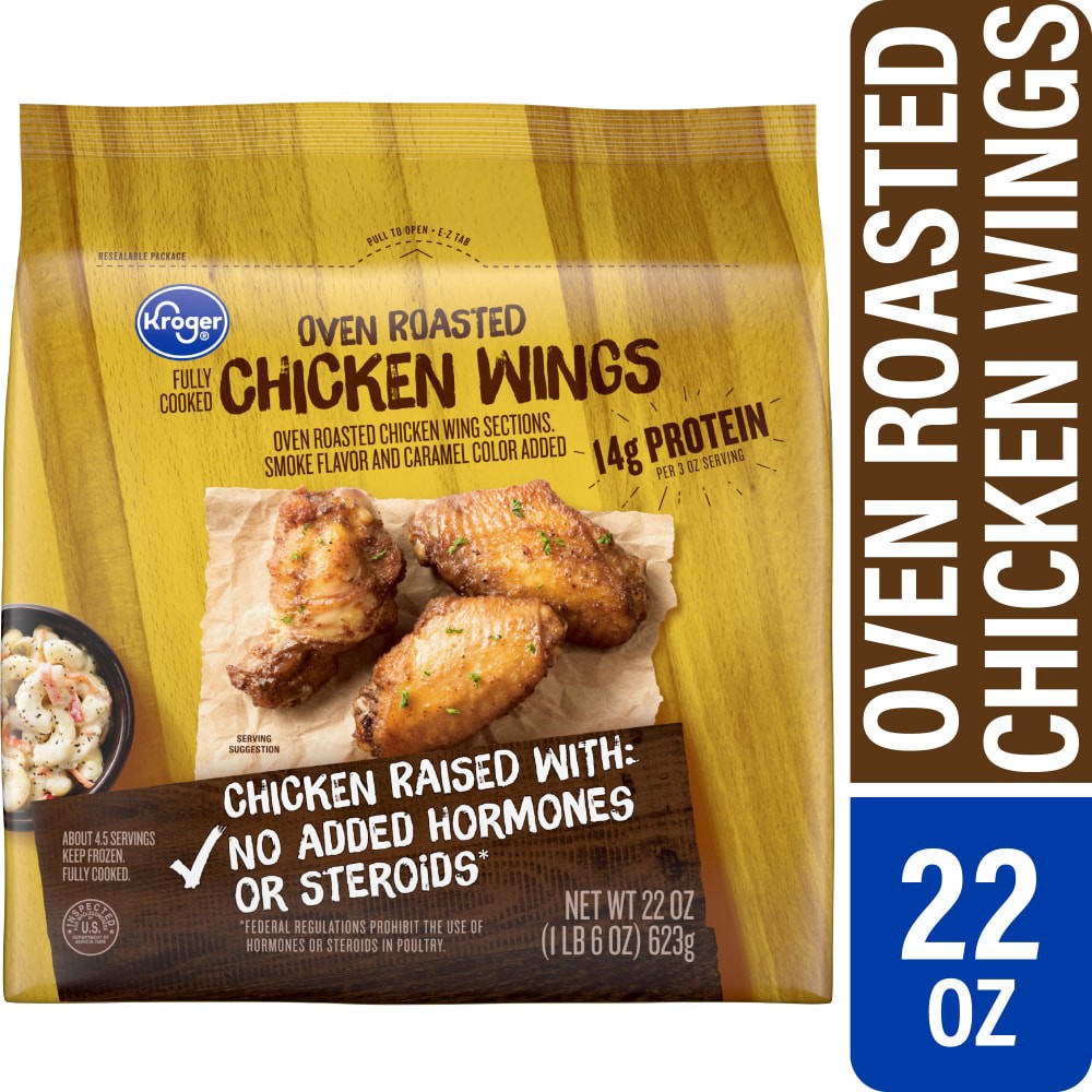 slide 3 of 4, Kroger® Fully Cooked Oven Roasted Chicken Wings, 22 oz