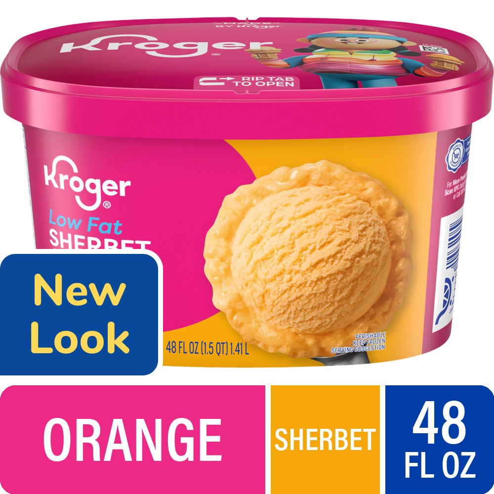 slide 2 of 5, Kroger® Orange Sherbet Ice Cream, 48 fl oz