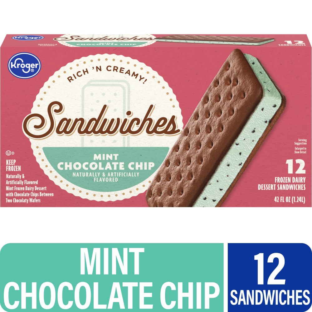 slide 2 of 3, Kroger® Chocolate Chip Ice Cream Sandwiches, 12 ct