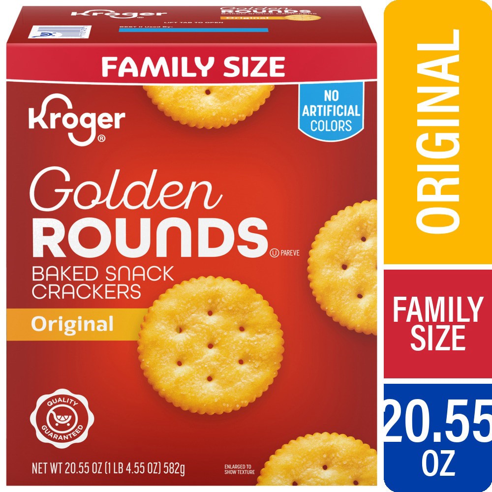 slide 2 of 3, Kroger® Golden Rounds Baked Crackers, 20.55 oz