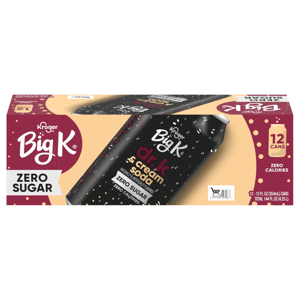 slide 2 of 4, Kroger® Big K® Dr. K & Cream Soda Zero Sugar Cans, 12 ct; 12 fl oz