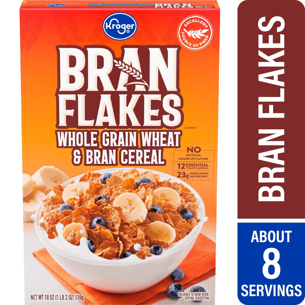 slide 3 of 3, Kroger® Bran Flakes, 18 oz