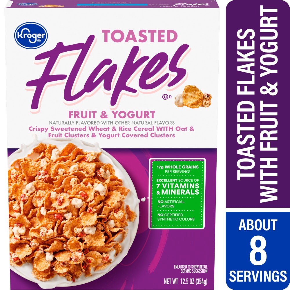 slide 2 of 3, Kroger® Essentially You Fruit & Yogurt Toasted Flakes Cereal, 12.5 oz