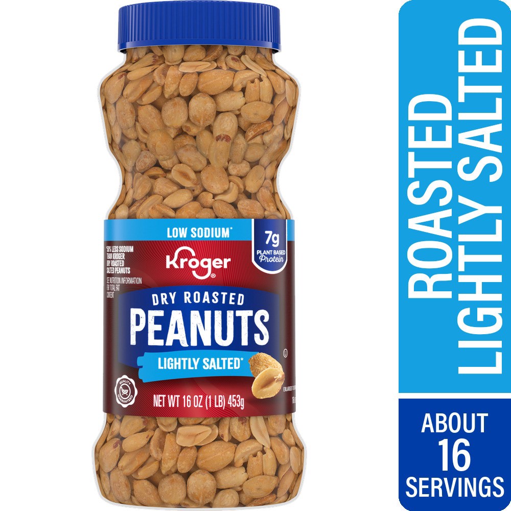 slide 3 of 4, Kroger® Dry Roasted Lightly Salted Peanuts, 16 oz