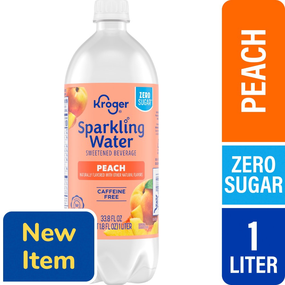 slide 4 of 4, Kroger® Zero Sugar Peach Sparkling Water, 1 liter