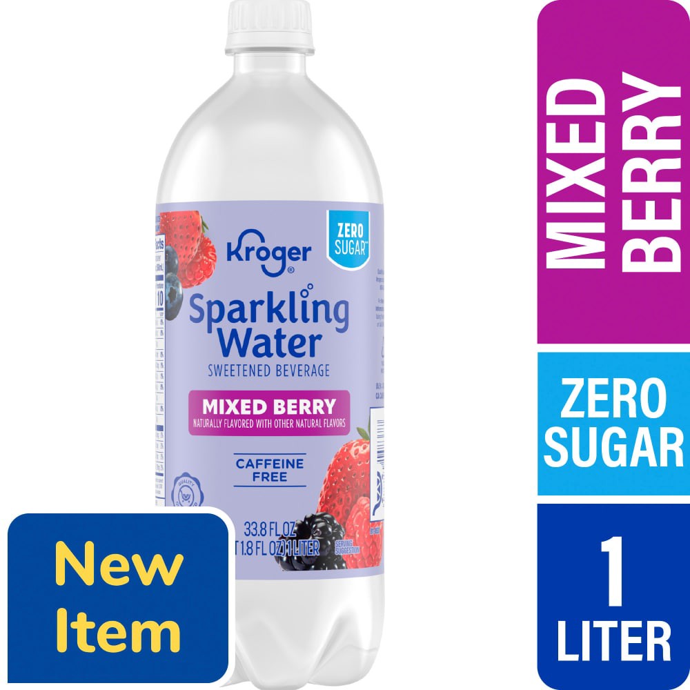 slide 2 of 4, Kroger® Zero Sugar Mixed Berry Sparkling Water, 1 liter
