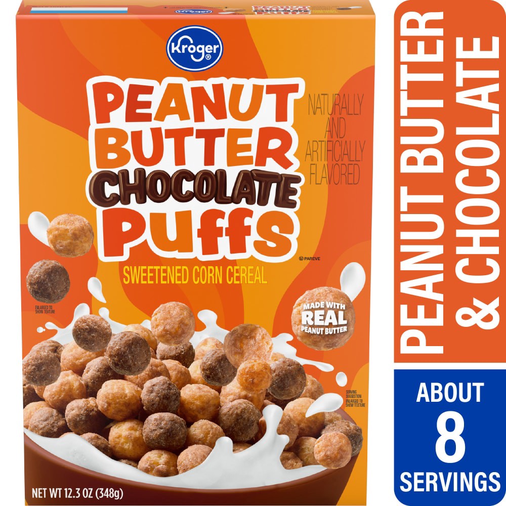slide 3 of 4, Kroger® Peanut Butter Chocolate Puffs Cereal, 12.3 oz