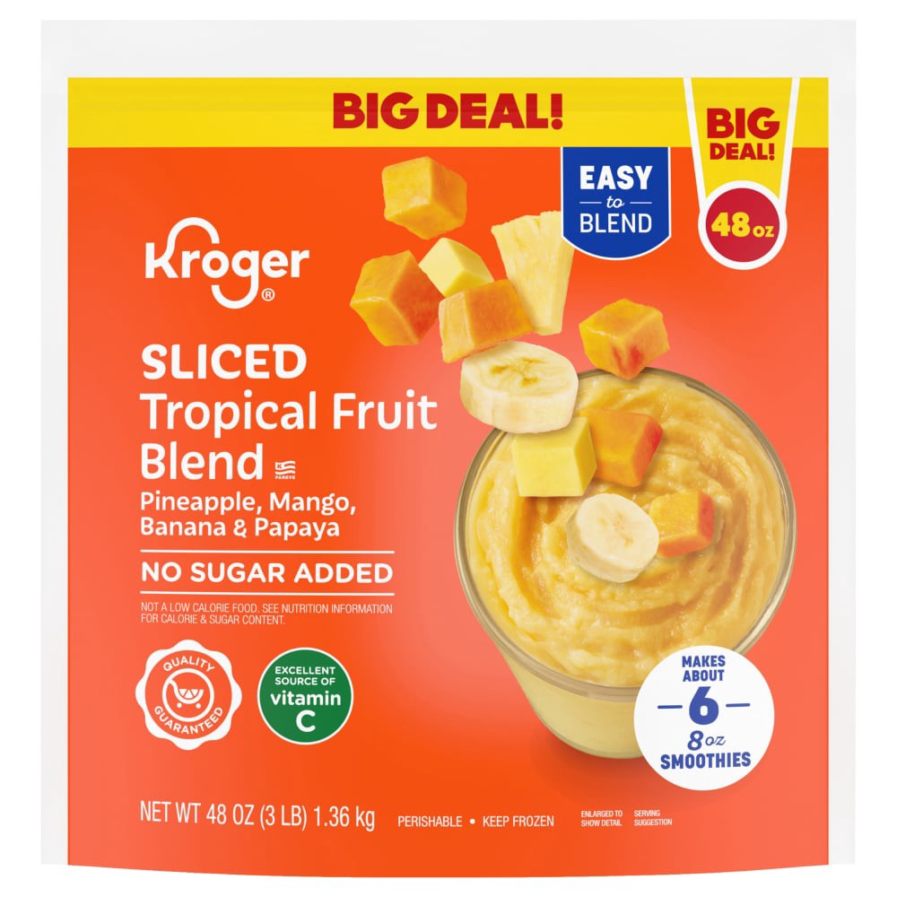 slide 2 of 4, Kroger® Sliced Tropical Fruit Belnd Smoothie, 48 oz