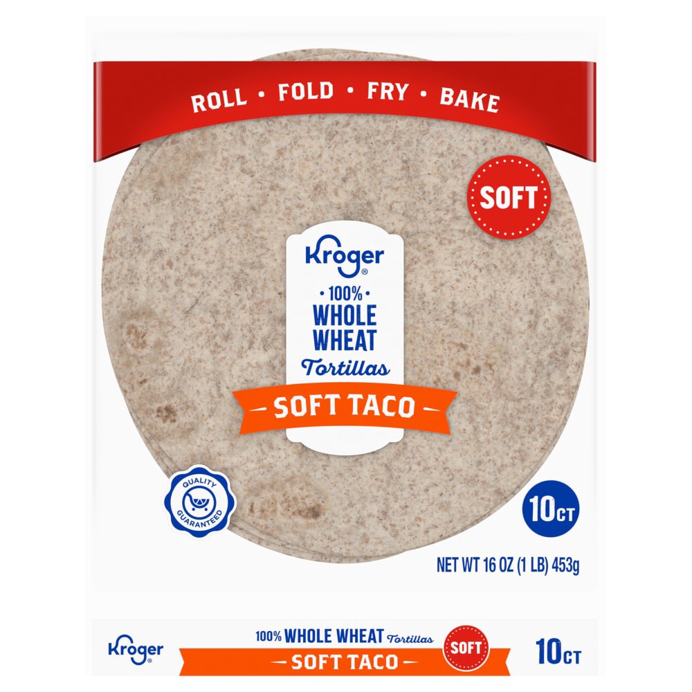 slide 4 of 4, Kroger® 100% Whole Wheat Tortillas Soft Taco, 10 ct