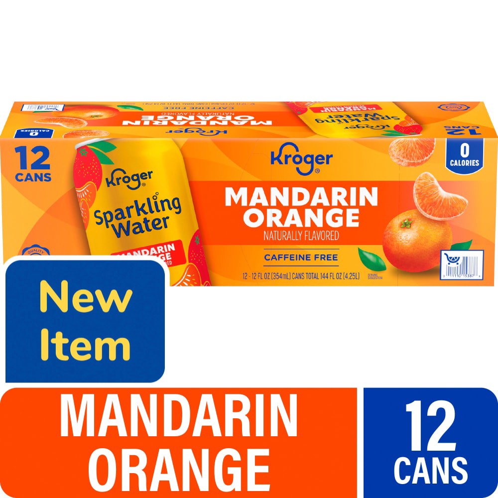 slide 4 of 4, Kroger® Caffeine Free Mandarin Orange Sparkling Water Cans, 12 ct; 12 fl oz