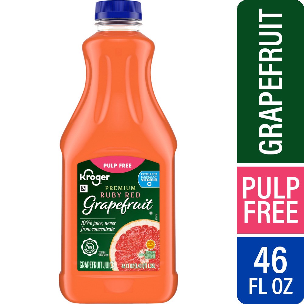 slide 1 of 1, Kroger® Premium Pulp Free Ruby Red Grapefruit Juice, 46 fl oz