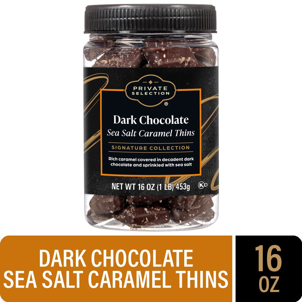 slide 1 of 1, Private Selection® Dark Chocolate Sea Salt Caramel Thins, 16 oz, 16 oz