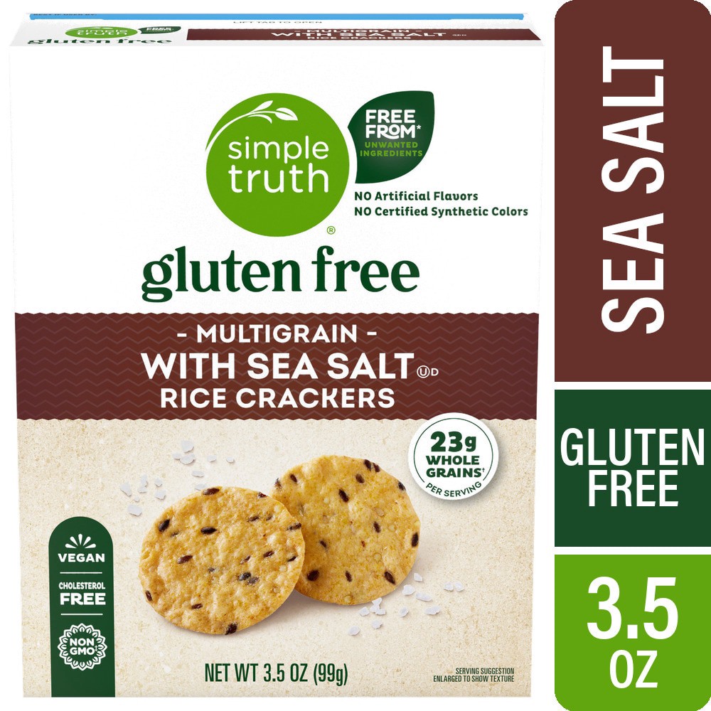 slide 1 of 1, Simple Truth® Gluten Free Multigrain with Sea Salt Rice Crackers, 3.5 oz, 3.5 oz
