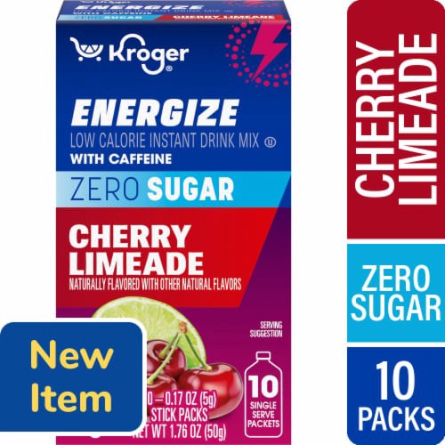slide 1 of 1, Kroger® Energize Caffeine Cherry Limeade Drink Mix Packets, 10 ct / 0.27 oz
