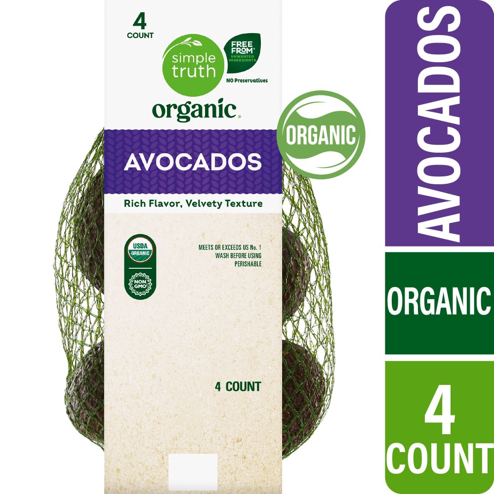 slide 4 of 5, Simple Truth Organic Hass Avocados, 4 ct
