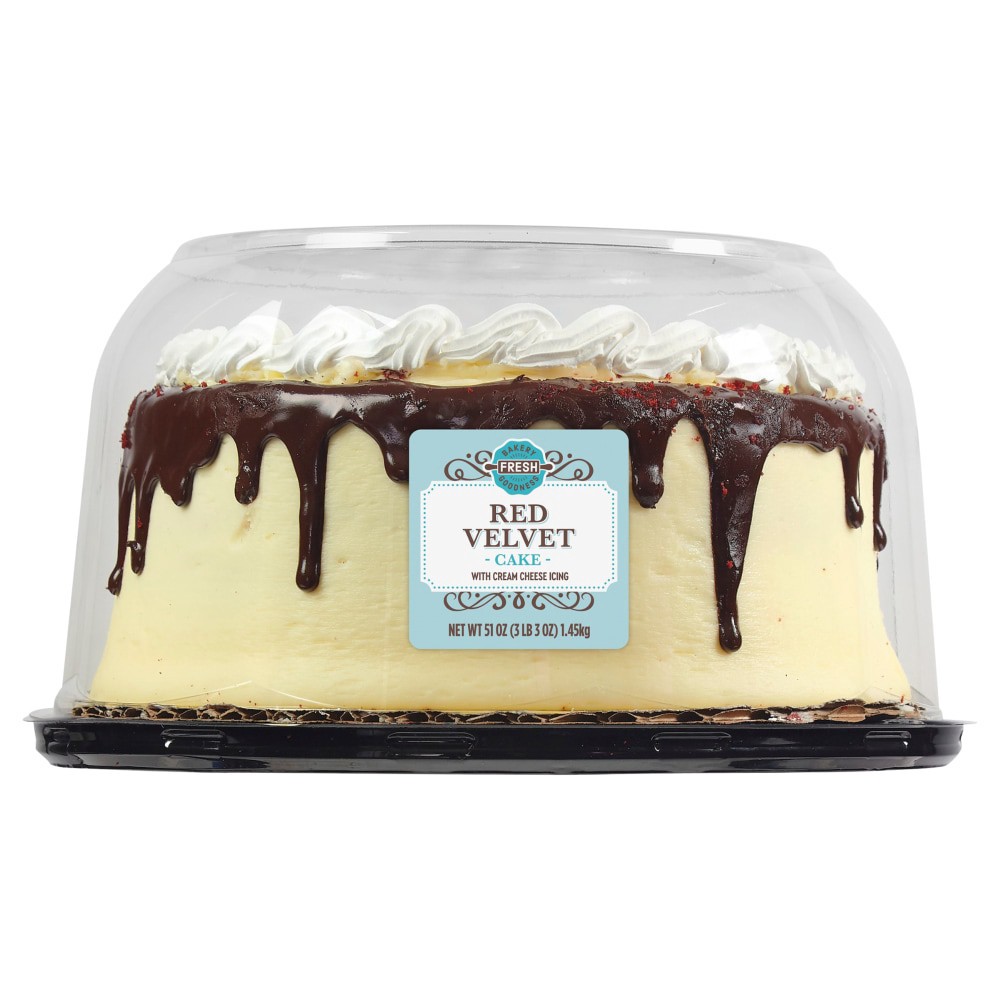 slide 3 of 4, Bakery Fresh Goodness Double Layer Red Velvet Cake With Cream Cheese Icing, 51 oz