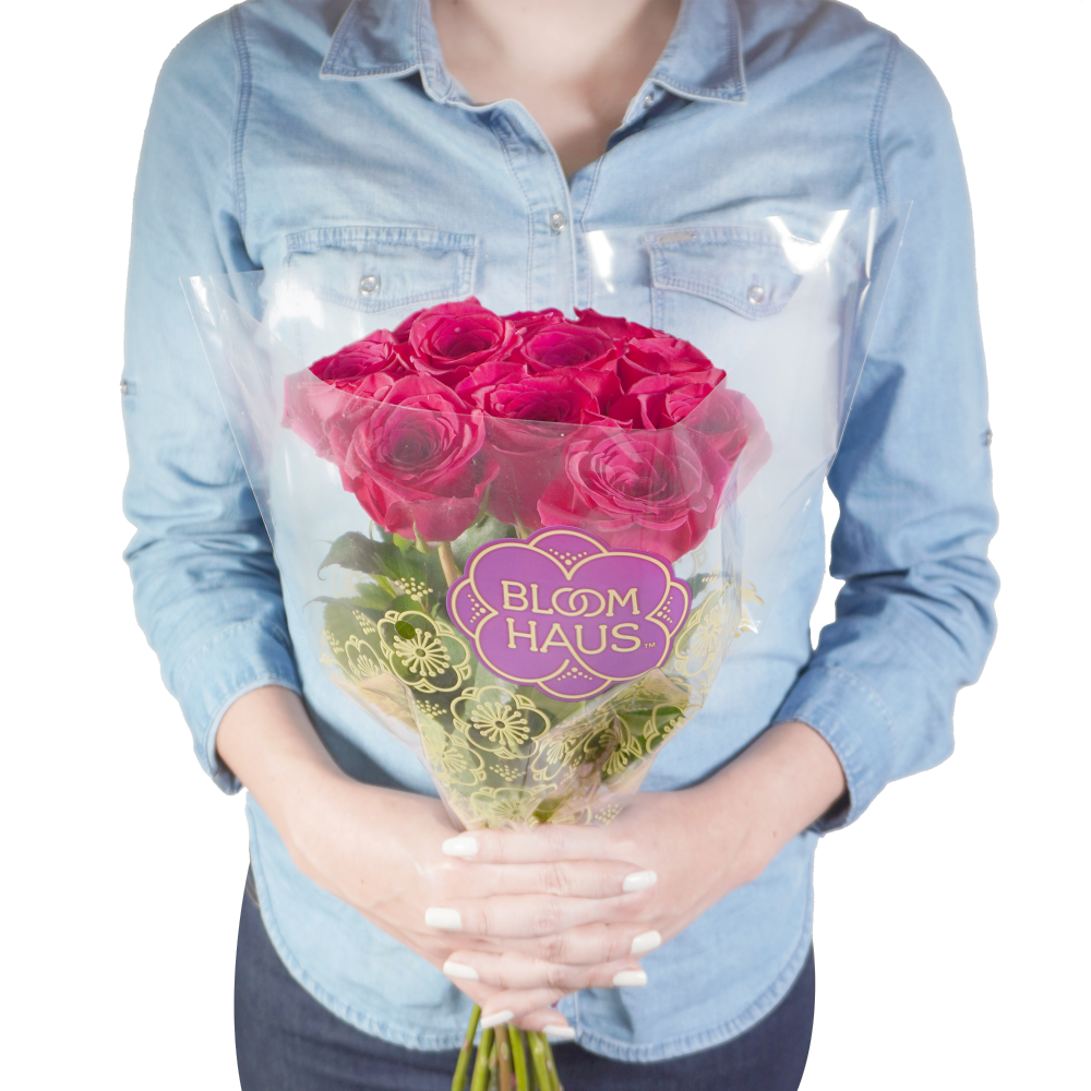 slide 2 of 2, Bloom Haus Dozen Rose Bunch - Hot Pink, 12 ct