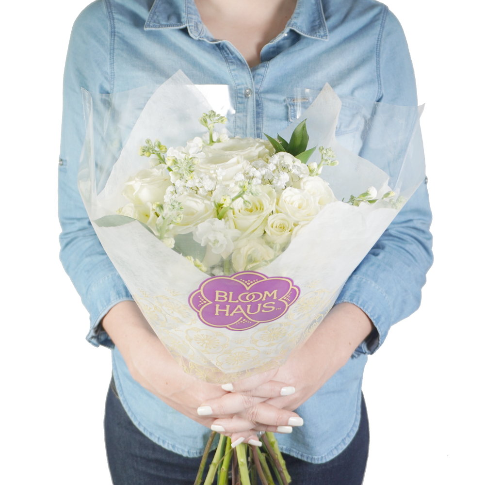 slide 2 of 2, BLOOM HAUS Enchanted White Rose Boquet, 15 ct