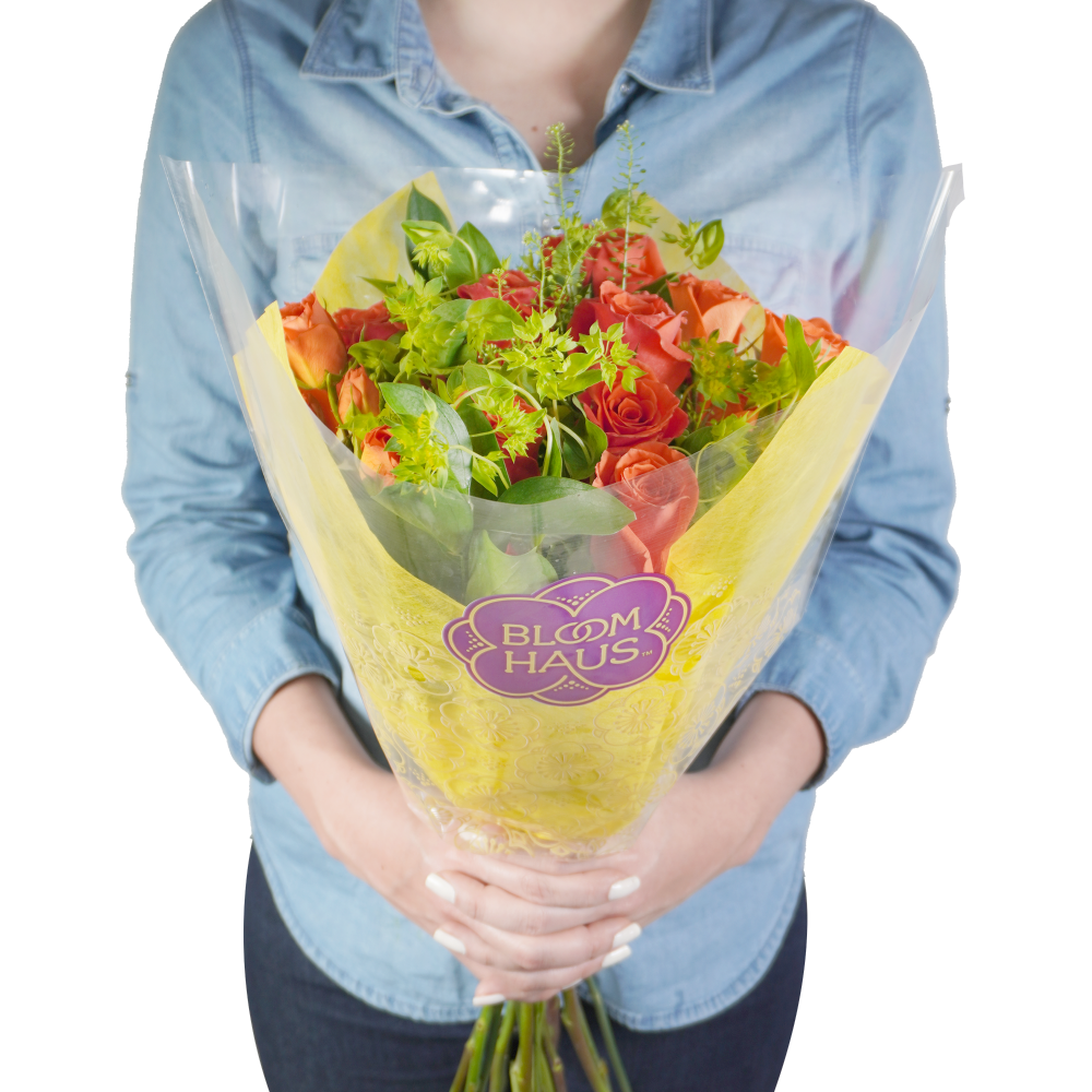 slide 2 of 2, Bloom Haus Classic Rose Bouquet - Orange, 15 ct