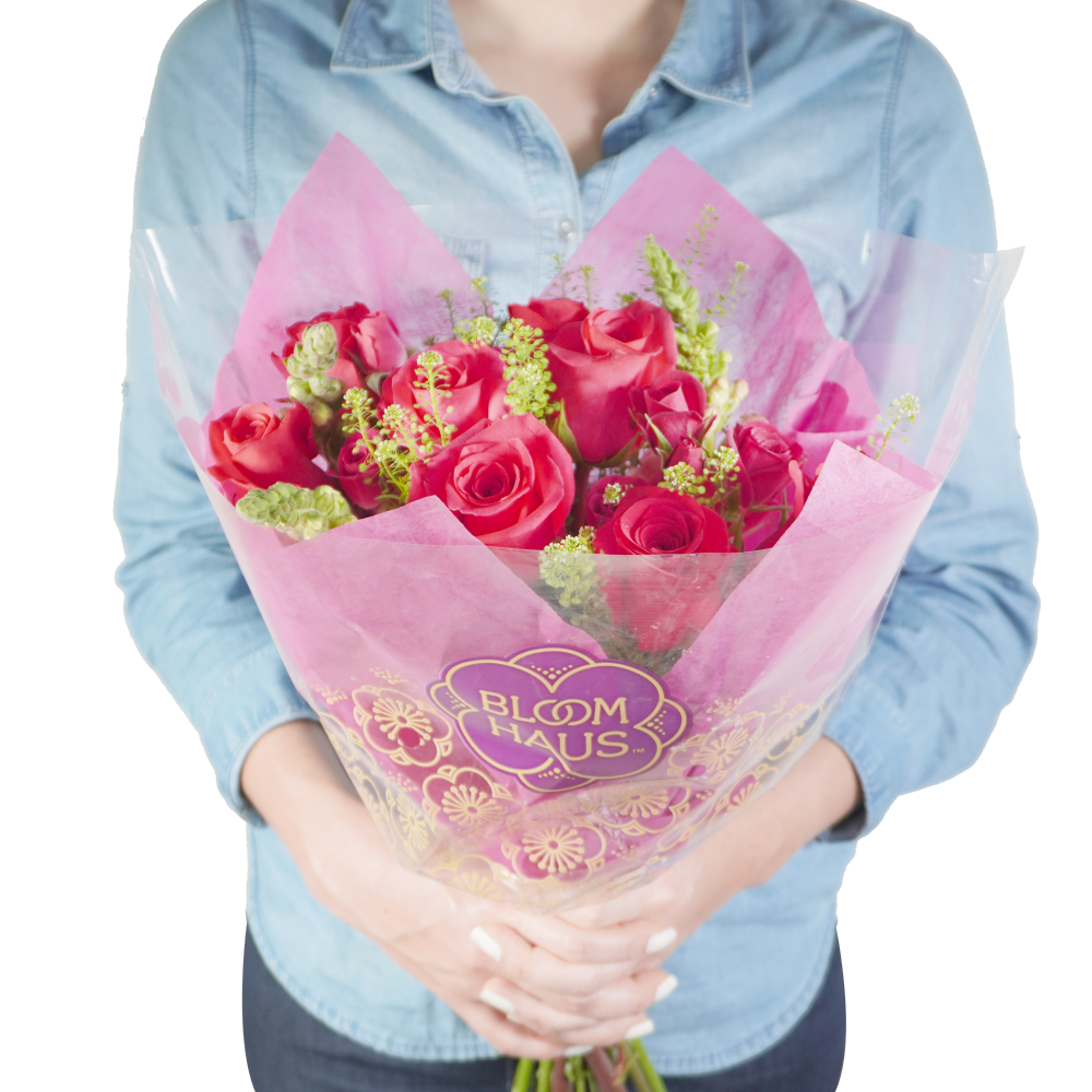 slide 2 of 2, Bloom Haus Classic Rose Bouquet - Hot Pink, 15 ct