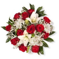 Bloom Haus Red Beautiful Rose Fresh Flower Bouquet, 18 - 19-stem