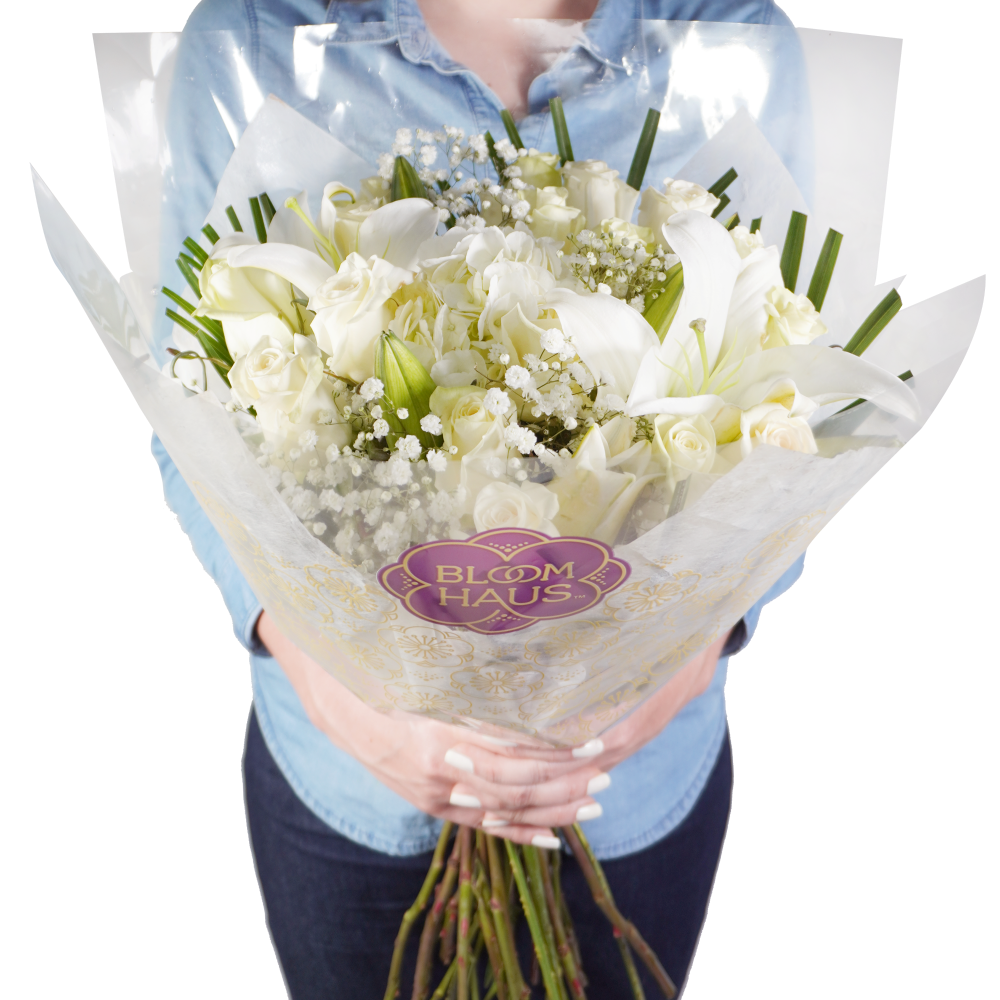 slide 2 of 2, Bloom Haus 18 Plus Rose Bouquet - White, 26 x 27 stems