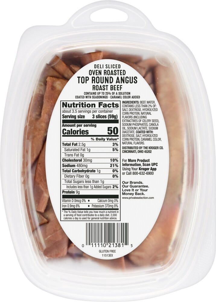 slide 2 of 4, Private Selection Deli Sliced Top Round Roast Beef, 7 oz